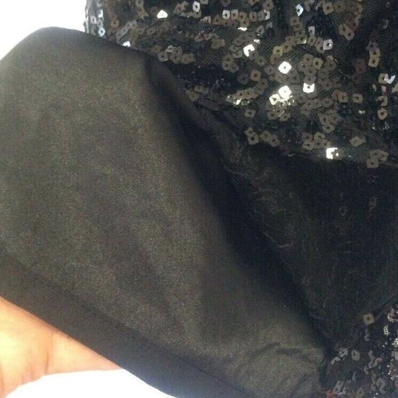 Black Sequin Mini Pencil Straight Skirt Tahari 6 - Picture 4 of 8